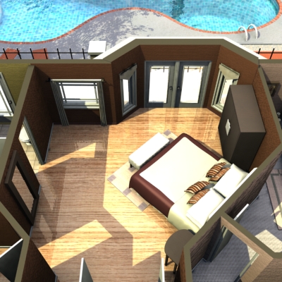 3D Model of Completely furnished executive luxury house scene, interior and exterior. - 3D Render 29